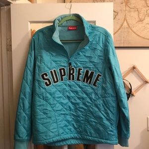 Supreme partial Zip-up collared pullover